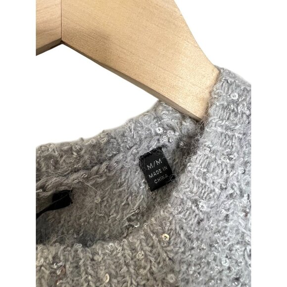 ATM Anthony Thomas Melillo Sequin Sweater Size Medium Gray Alpaca Wool Blend - Picture 3 of 6
